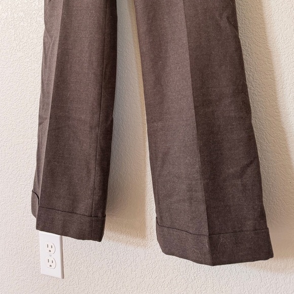 Banana Republic Martin Fit Brown Wool Wide Leg Trouser Pants Size 8 - Picture 3 of 10